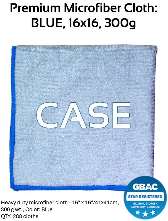 Premium Microfiber Cloth 16x16 (CASE) - BLUE