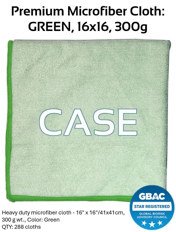 Premium Microfiber Cloth 16x16 (CASE) - GREEN