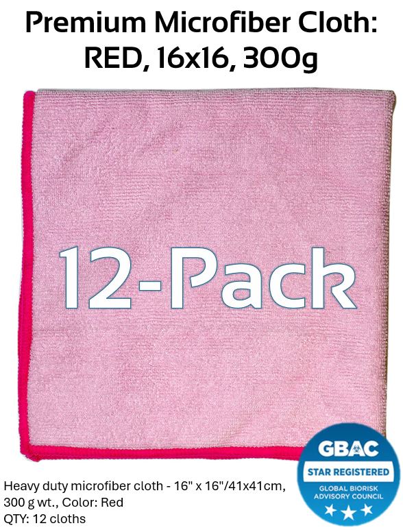 Premium Microfiber Cloth 16x16 (12 pack) - RED