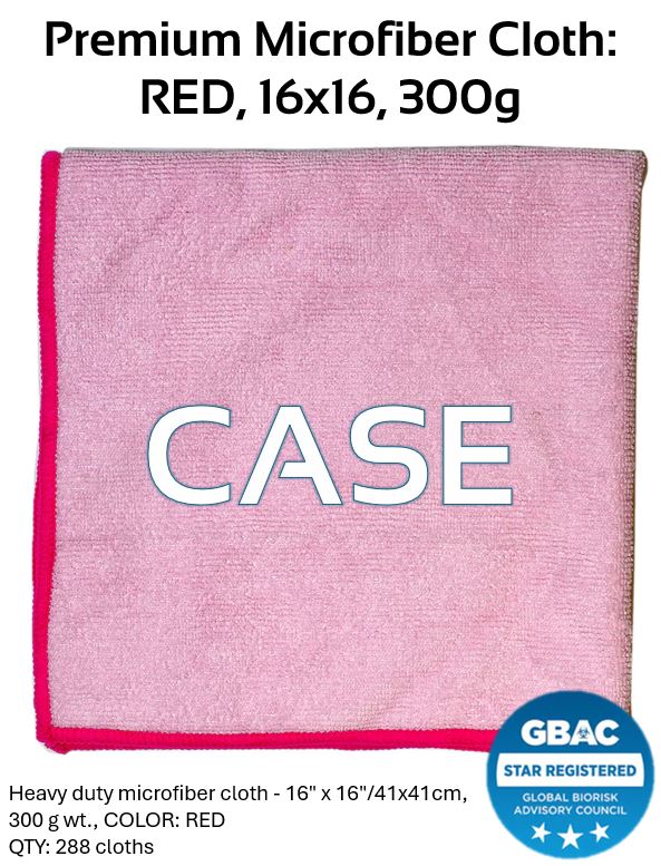 Premium Microfiber Cloth 16x16 (CASE) - RED