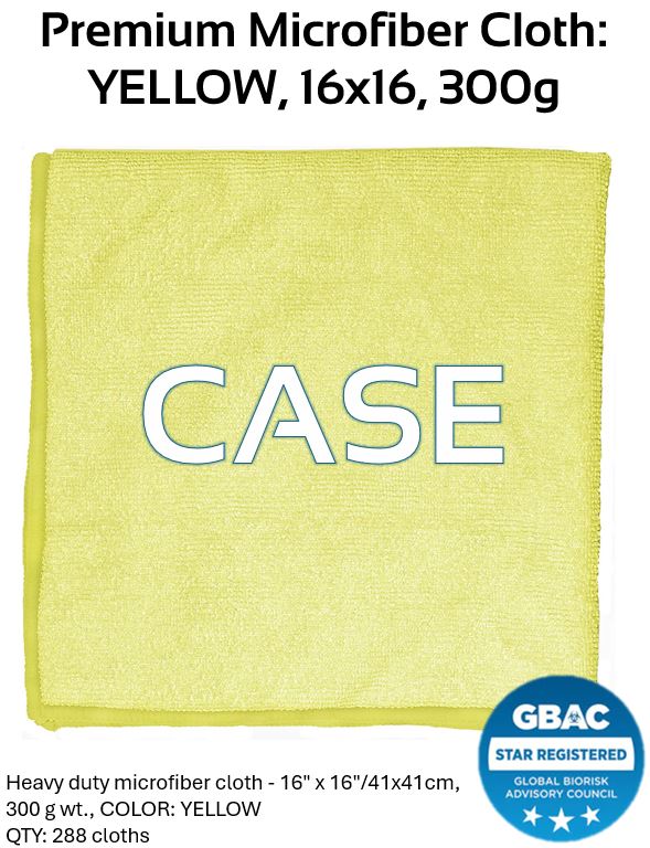 Premium Microfiber Cloth 16x16 (CASE) - YELLOW